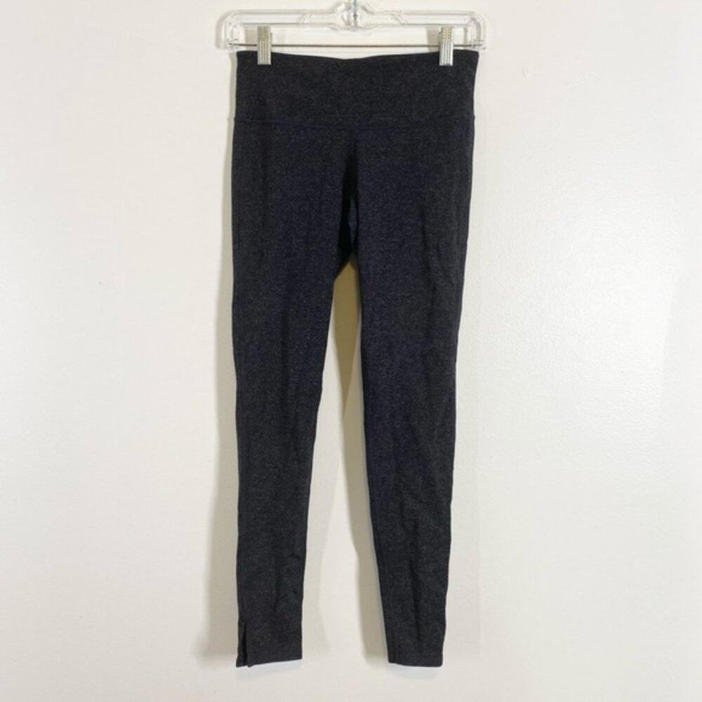 ATHLETA Heather Gray Ankle Slit Leggings Workout